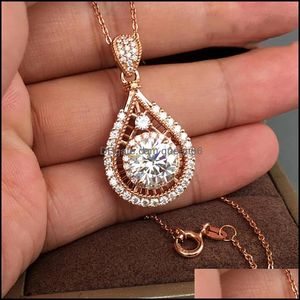 Pendant Necklaces Crystal Water Drop Necklace Rose Gold Diamond Pendant Necklaces Women Wedding Fashion Jewelry Delivery Pendants Dhj67