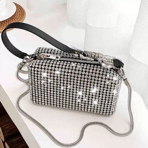 2022 neue Frauen Diamant Hobo-tasche Für Weibliche Kupplung Design Marke Luxus Schulter Taschen Handtasche Leder PU Shiny Hobo-tasche Messenger Tasche