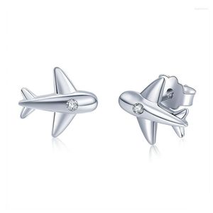 Kolczyki stadnorskie małe samoloty stadniny ucha moda 925 srebrna prosta dla kobiet biżuteria akcesoria dla kobiet