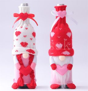 Valentine Day Wine Bottle Cover Faceless Doll Love Wine Bottle Bag Set Home Party Christmas Decorations DE943