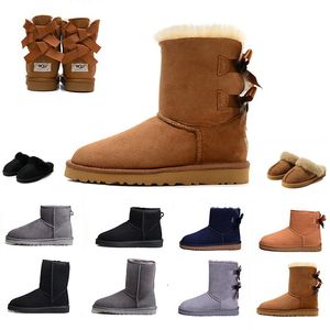 Australien Australische Overknee-Stiefel Slipper Winter Classic Warm halten Damen Mini Half GS U5854 Schneestiefel Vollpelz Flauschige Satin-Stiefeletten Booties Hausschuhe 35-41