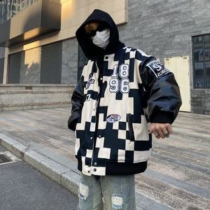 Giacche da uomo Varsity giacca da uomo autunno inverno uniforme da baseball American street ricamo lettera plaid cappotto unisex giacca hiphop impermeabile 221121