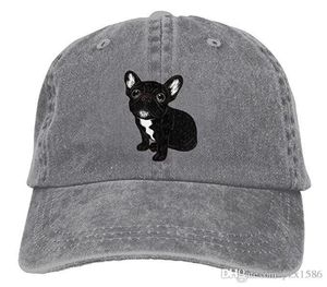 pzx Men Women039s Cute Brindle Frenchie Puppy Vintage Cotton Denim Baseball Cap Hat2744351