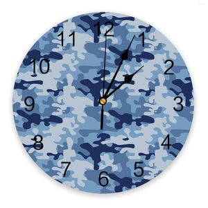 Wall Clocks Military Blue Camouflage Clock Modern Design Living Room Decoration Kitchen Mute Watch Home Interior Decor