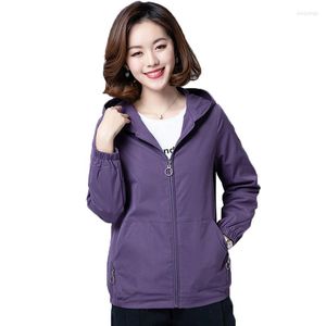 Kvinnors trenchrockar Spring Autumn Windbreaker Kvinnor medelålders Fashion Short Basic Jacket Casual Loose Plus Size Overrock Ladies Tops