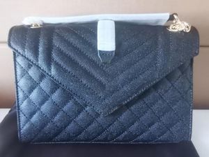 Realfine888 Bags 3A Y600185 24 cm mittelgroße Handtasche mit Umschlagkette für Damen, kommt mit Staubbeutel 487206