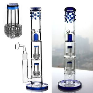 Cachimbos de água de vidro grosso de 15,8 polegadas Bong Bubbler com matriz de favo de mel Perc queimador de óleo alto Dab Rig cachimbos de água para fumar com junta de 18 mm