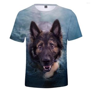 Herr t-skjortor män/kvinnor t-shirt 3d tryck tyska herde hundskjorta smarta djur t-shirts kort ärm cosplay streetwear