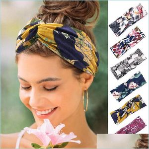 Bandas da cabe￧a Floal estilo cross cross Head Wap Hair Band Women Women Fand Acess￳rios de moda Drop Entrega J￳ias Hairjewelry Dhujl