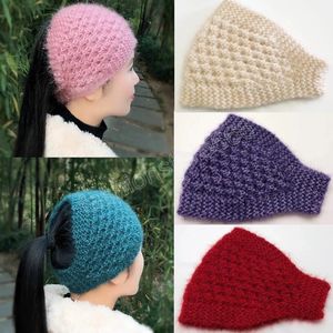 Moda kadın kap şapka kafa bandı kış sıcak türban yumuşak örme saç bandı elastik tığ işi kız saç aksesuarları hediye