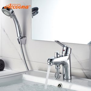Rubinetti lavabo bagno Accoona lavabo cromato monocomando miscelatore con soffione doccia e tubo acqua fredda A9369 221121