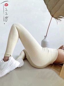 Leggings da donna Tossy Calzamaglia sportiva da yoga a costine Pantaloni da donna in maglia senza cuciture Bianco Femme Gym Skinny Workout Fitness Push Up 221121