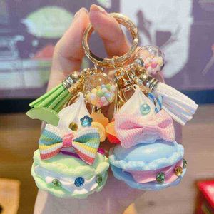 Keychains Creative Simulation Cake Keyholder Cute Bow Cake Tassel Keychain Trend Women Bag Pendant Car Keyring Jewelry Gift Accessories T220909