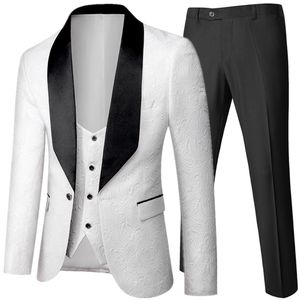 Mens Suits Blazers Banquet Feather Embossing Process Designer Blazer Jacket Pants Vest Suit Coat Waistcoat Trouser 3 Pcs Dress Set 221121