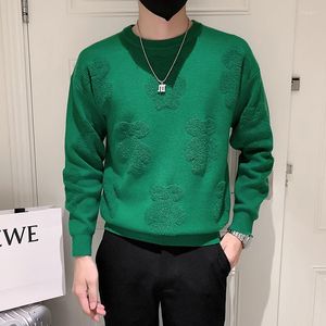 Men's Sweaters 3D Knitting Bear Pullover Sweater For Men Street Wear Full Sleeve Pull Homme Vert British Style Mens Christmas Jumper