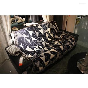 Koce Europa i Ameryka Geometryczna prosta sofa koc rzut abstrakcyjny linia dwustronna dzianina spółka dywanowa mata dywanowa