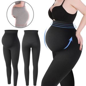 Kadın Tayt Annelik Yüksek Bel Hamile Göbek Destek Teş On Teşhal Kadın Hamilelik Sıska Pantolon Vücut Moda Örme Giysileri 221121