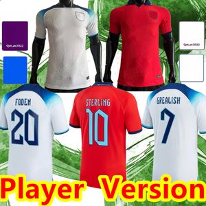 Giocatore versione 2022 Maglie da calcio Inghilterra Kane Sterling Rashford Sancho Grealish Mount Foden 22 23 Kit di Coppa del Mondo Nazionale Shirt da calcio Set per bambini