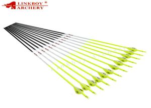 Linkboy Archery pcs新しいアーチェリー蛍光黄色の炭素矢印脊椎300