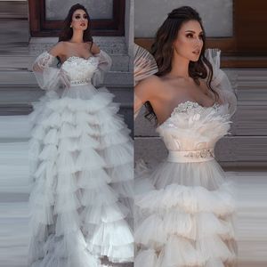 Prom Elegant Sweetheart Dresses Puffy Sleeve Tiered Tulle Formal Evening Dress Party Custom Made Gowns Robe de Soiree