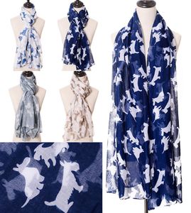 2019 New Beautiful Schnauzer Print Scarves Shawls Fashion Women Dog Scarf Wraps Foulard 5 Color Whole 10pcsLOT 7627107