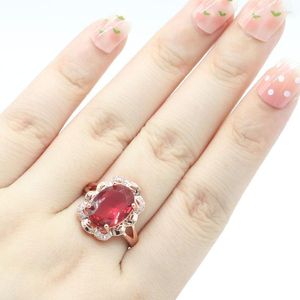 Cluster Rings 19x15mm Eye Catching 4.5g Rhodolite Garnet White CZ Rose Gold Silver Ring Selling Wholesale