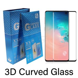 Böjd härdat glas 3D -skärmskydd för Samsung S24Ultra S23 S22 S21 Plus S20 Galaxy Note 20 S7 Edge S8 S9+ S10