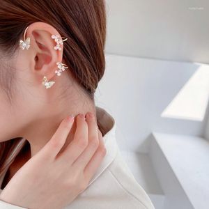 Stud Earrings Women Jewelry Creative Design Dancing Flowers And Butterflies Ear Cuff Climber Without Hole Bone Clip