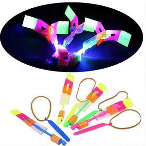 Outdoor Games Led Flier Flyer Flying Rocket Amazing Arrow Helicopter Flying Umbrella Kids Toys Magic Shot Light-Up Parachute Gifts 2023
