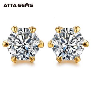 Stud 18K Gold Plated 051 Carat D Color Gemstone Earrings for Women Solid 925 Sterling Silver Solitaire Fine Jewelry 221119