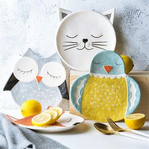 Piatti Stile giapponese creativo Simpatico cartone animato a forma di animale Piatti per bambini Piatto da colazione Stoviglie in ceramica Snack Dessert Stoviglie