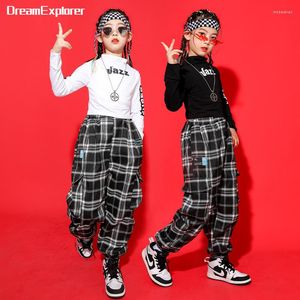 Clothing Sets Hip Hop Girls Jazz Crop Top Plaid Joggers Clothes Kids Sweatshirt Street Dance Pants Child Cool Stage Streetwear Costumes