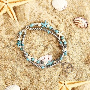 Tornozeleiras conchas marinhas mizhu praia pingente anklet dama romântica doce tornozeletes pulseira de entrega de joias de entrega de jóias dhjc1