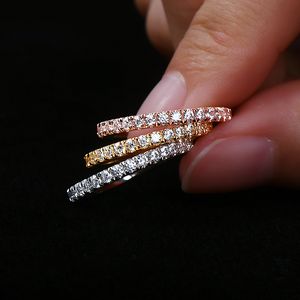 Обручальные кольца LESF Women Ring 925 Стерлинговое серебро Простые геометрические одиночные стекабелируемые ювелирные изделия 221121