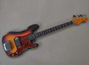 4 str￤ngar Relic Electric Jazz Bass Guitar med pickups Cover Rosewood Fretboard kan anpassas som beg￤ran