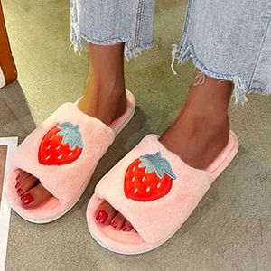 Pantofole da donna Moda Cute Cartoon Fruit Scarpe calde in peluche da donna Comode camere da letto interne Inverno Pantofole piatte antiscivolo casual J220716