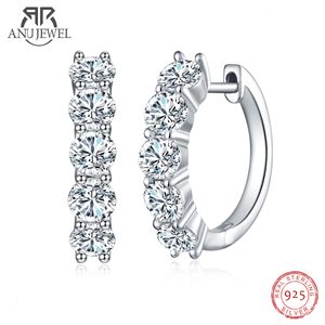 Stud Anujewel 4mm 3CTTW D Color Huggie Hoop 925 Sterling Silverörhängen med certifikat smycken grossist 221119