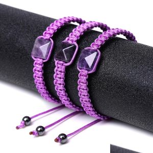 Feminino com miçangas Fios de cura Cristal Pirâmide Contas Amizade Pulseiras Reiki Energia Positiva Pedra Preciosa Pulseira Chakra Orgone Feito à Mão Dh6Bl