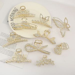 Metal Rhinestone Pearl Hair Claw Clip Women Girls Elegant Geometry Hairpins Crab Barrettes Headwear Fashion Hair Accessories