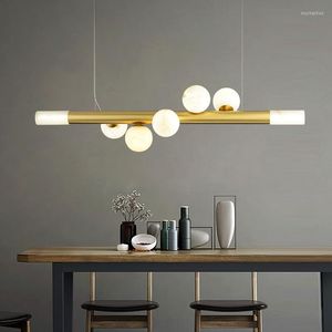 Pendant Lamps Modern Minimalist Restaurant Bar Table Copper Marble Chandeliers Creative Meeting Room Model