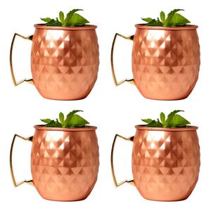 Canecas 4 peças 550ml Moscou Mule Copper Metal Caneca Copo de aço inoxidável Caber Ferramentas de bares de café 221119