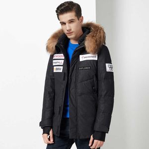 Kanada Down Jacket Winter Men's Korean Short Thight Tide Brand Handsome Tooling Goose Coat Raccoon Dog Hair