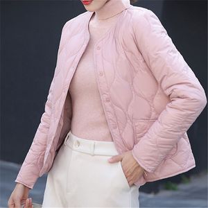 Women Down Down Parkas Sanishroly Autumn Winter Women Ultra Light White Duck Jacket Ladies O Neck Collar Single Bastted Short Casat 221121