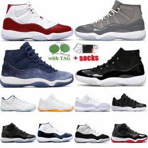 11 S Basketball Shoes High Cherry Low Cool Grey Bred Pure Violet Concord Blue Bright Citrus Space Jam Mens Womens Sports Sneakers Navy Velvet Trainers Rerto