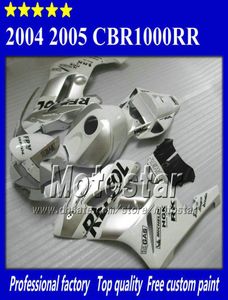 ホンダCBR1000RRフェアリングボディワークの7つのギフト04 05 CBR 1000RRフェアリングセット2005 2005光沢のある白い銀レプソールSI1204897372