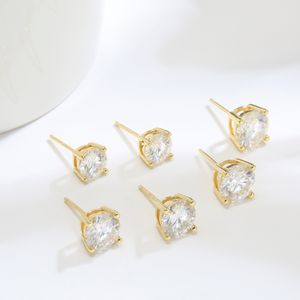 Charm Diamond 925 Silver Platinumplated 18K Gold Stud Earring Bulk Order Custom Earrings with Jewelry Gift Box 221119