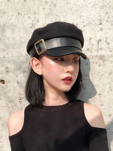 Ball Caps Black Wool Hat Female Fashion Street Versatile Autumn And Winter Beret Hats For Women