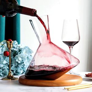 Copos de vinho 2000ml Decanter criativo do copo com bandeja de madeira sopro de cristal capa de champanhe de vidro de vidro de vidro 221121