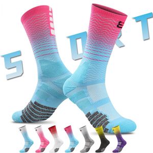 New Gradient Men Elite Basketball Socks Non-slip Thicken Cotton Towel Bottom Outdoor Sports Cycling Running Socks