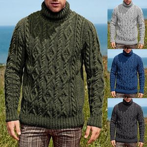 Herrtr￶jor avslappnad fast f￤rg Herrstickad tr￶ja varm Turtleneck l￥ng￤rmad manlig vintage Pullover Autumn Winter Men Sweaters Jumper 221121